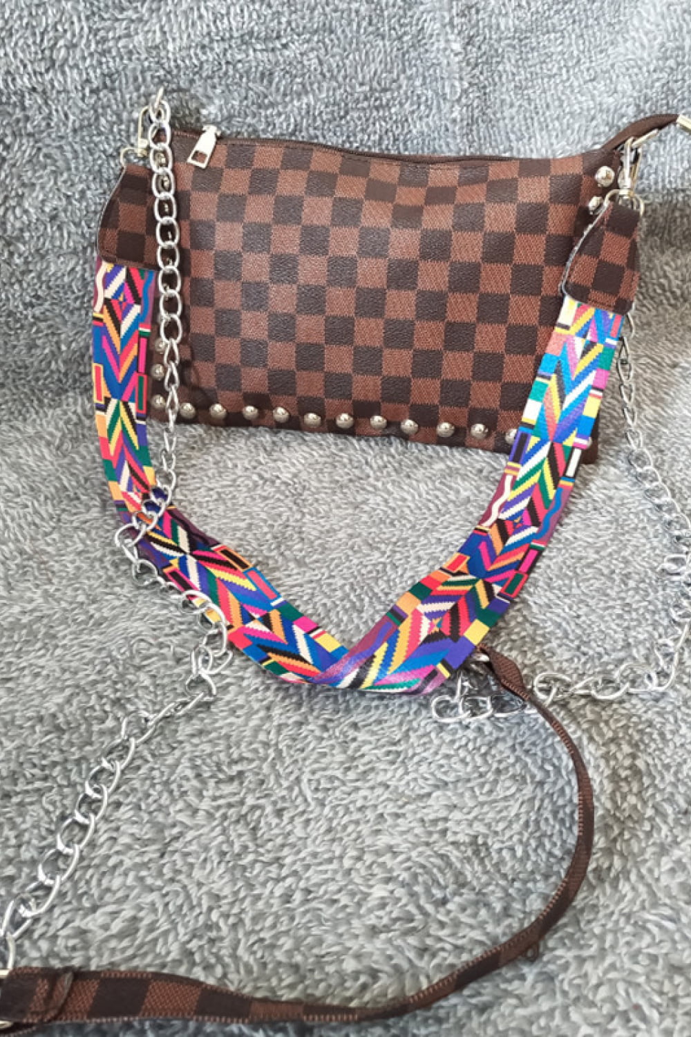 Baeful PU Leather Studded Shoulder Bag