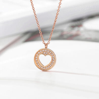 Stainless Steel Inlaid Rhinestone Pendant Necklace